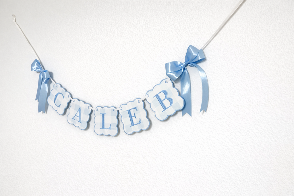 Boy Gingham Nursery Name Banner (Letter Set)