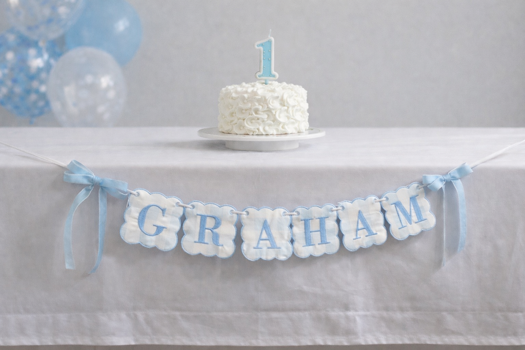 Boy Gingham Nursery Name Banner (Letter Set)