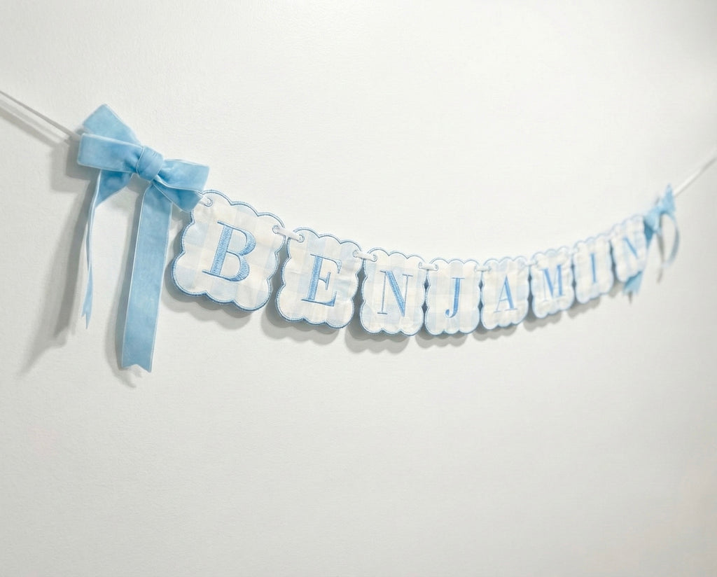 Boy Gingham Nursery Name Banner (Letter Set)