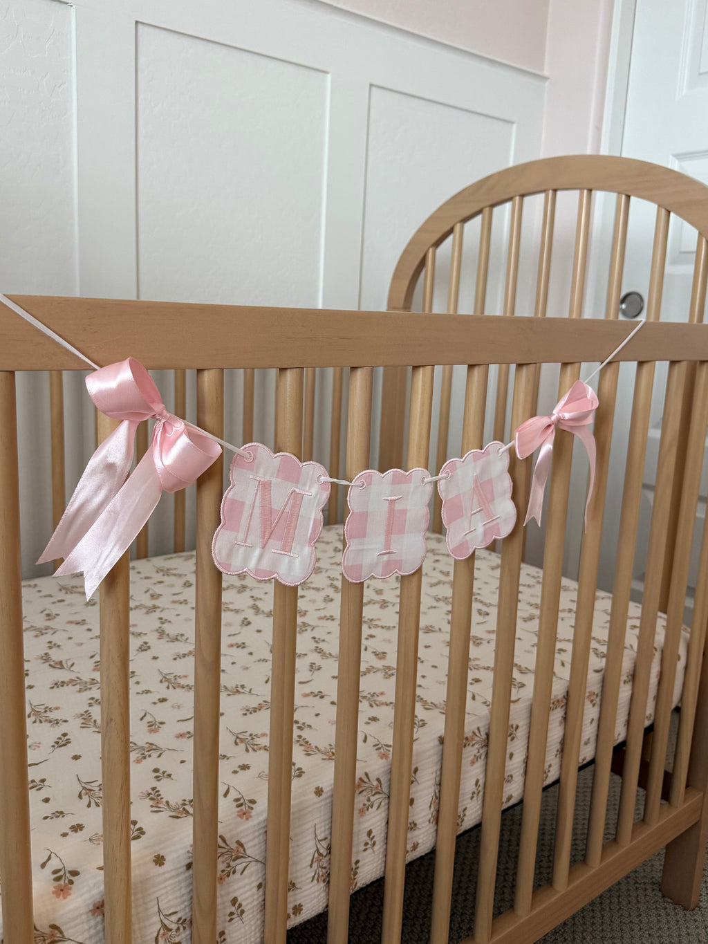 Girl Gingham Nursery Name Banner (Letter Set)